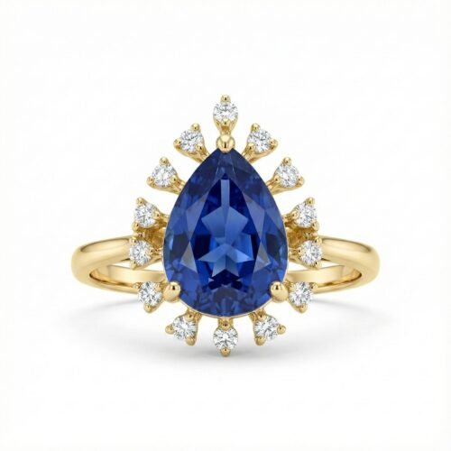 Royal Sapphire Sunburst Ring