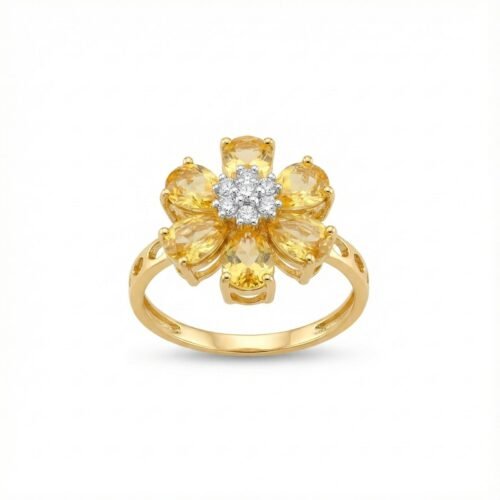 Citrine Floral Radiance Ring