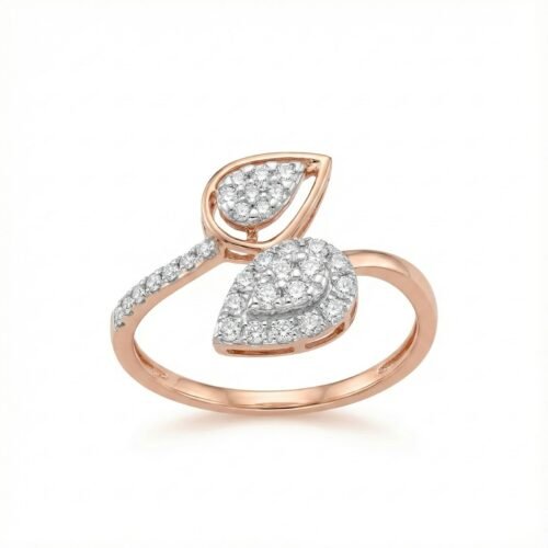 Twin Leaf Diamond Bypass Ring