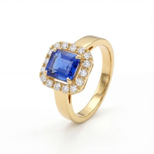 Royal Sapphire Halo Ring