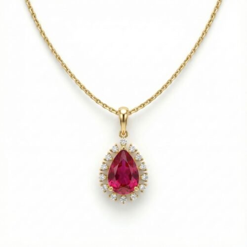 Royal Ruby Radiance Halo Pendant