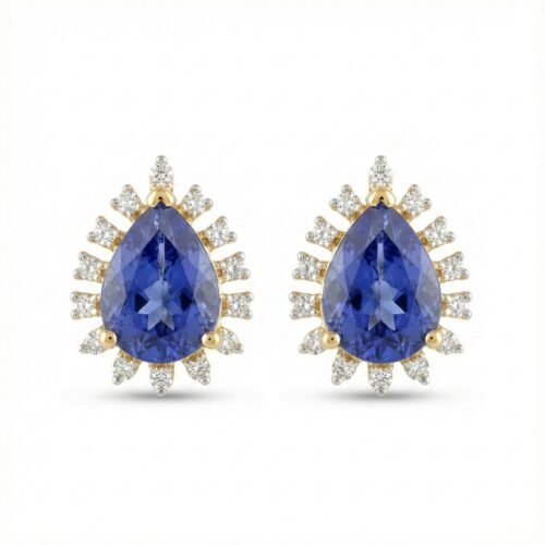 Royal Sapphire Halo Diamond Earrings