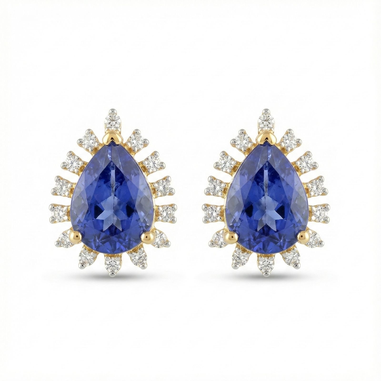 Royal Sapphire Halo Diamond Earrings