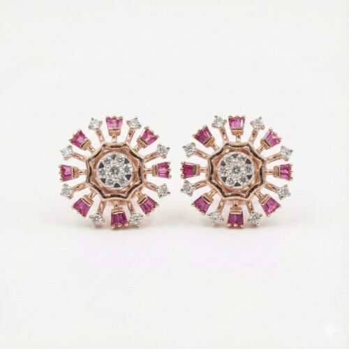 Ruby Aurora Diamond Stud Earrings