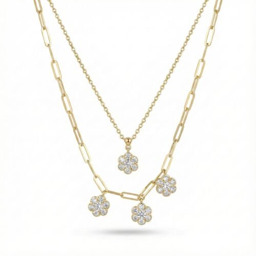 Blossom Royale Layered Diamond Necklace Set