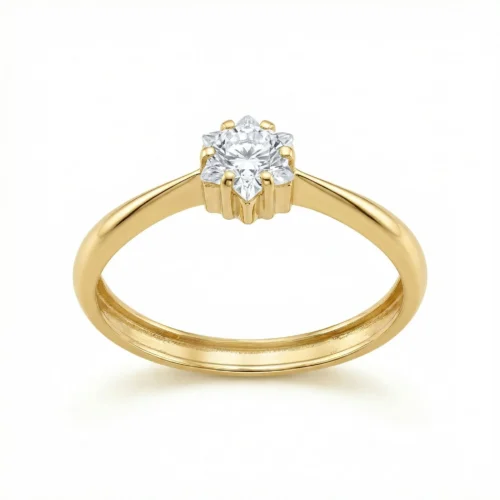 Floral Crown Single Stone CZ Ring