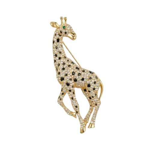 Silver Crystal Giraffe Brooch – Elegant Designer Jewellery